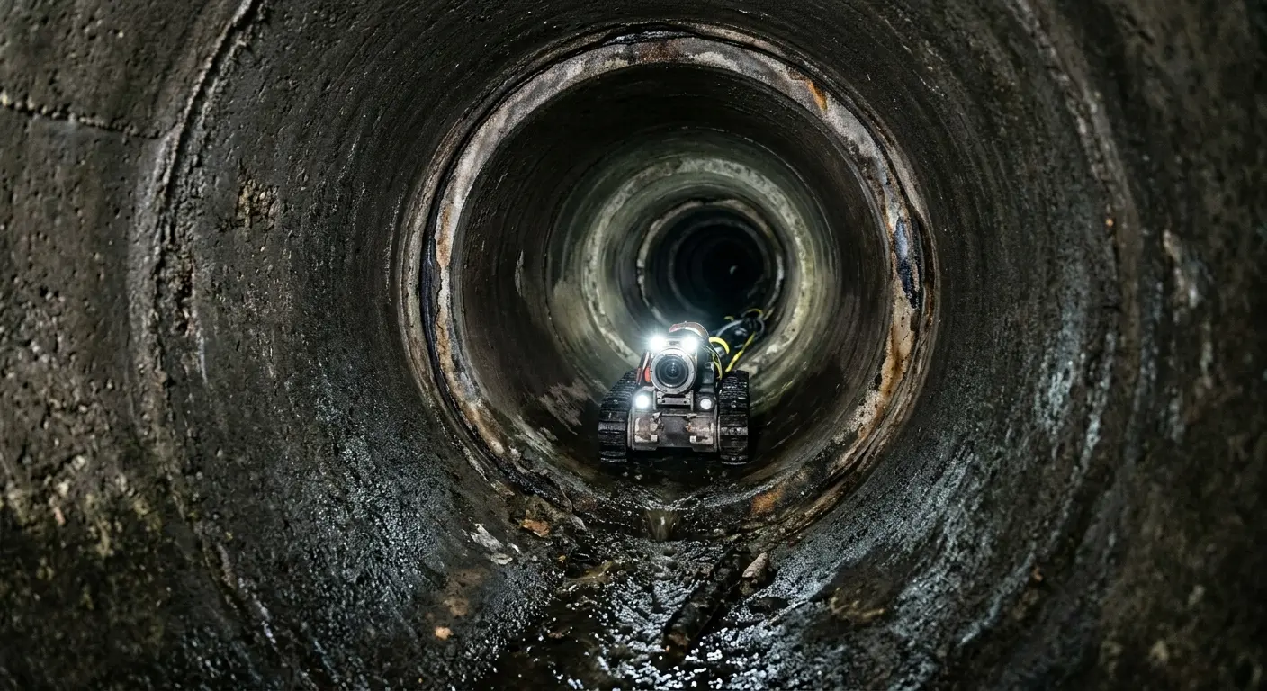 Robotic sewer camera inspecting pipe interior for Drain Snake Service in Richmond Heights